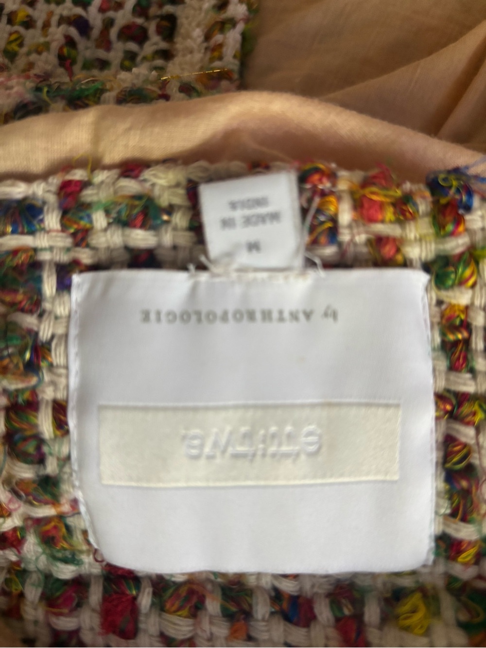 Anthropologie Cream Tweed Jacket with Multicolor Flecks - Picture 4 of 4
